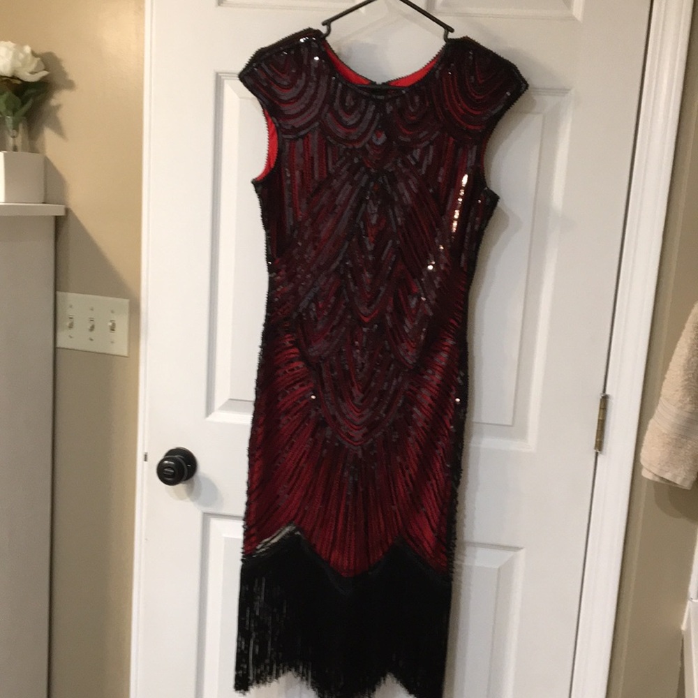 Stunning Sequined and Beaded Dress with Fringe